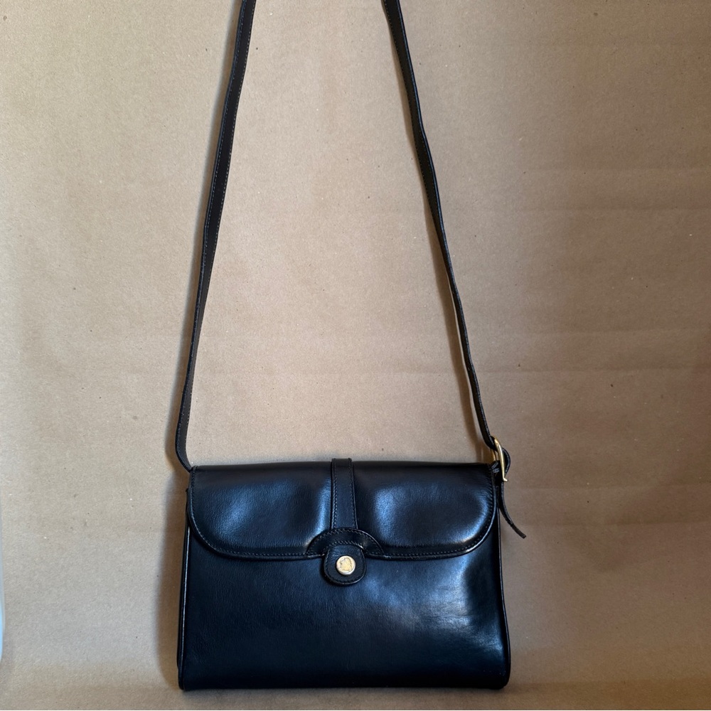 VTG Mark Cross Black Equestrian Style Shoulder Bag | Black | Made in Italy - Picture 2 of 14